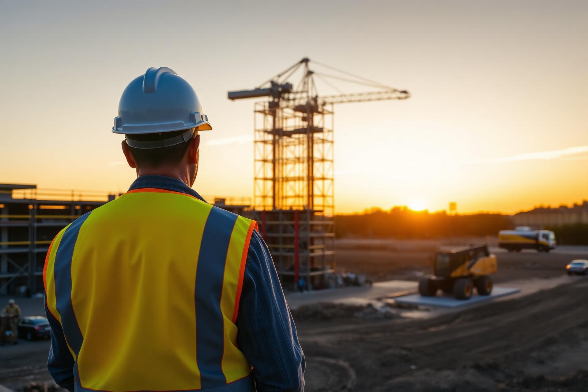 Construction site worker in safety gear